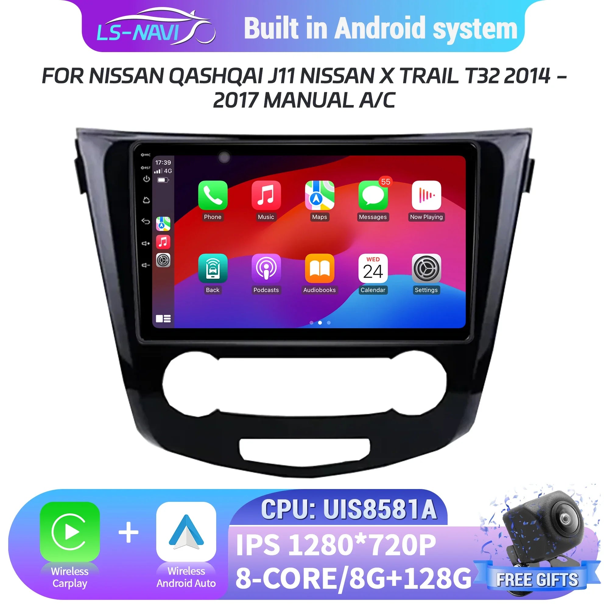 Android 14 For Nissan Qashqai J11 Nissan X trail T32 2014-2017 MT Car Radio Multimedia Wir