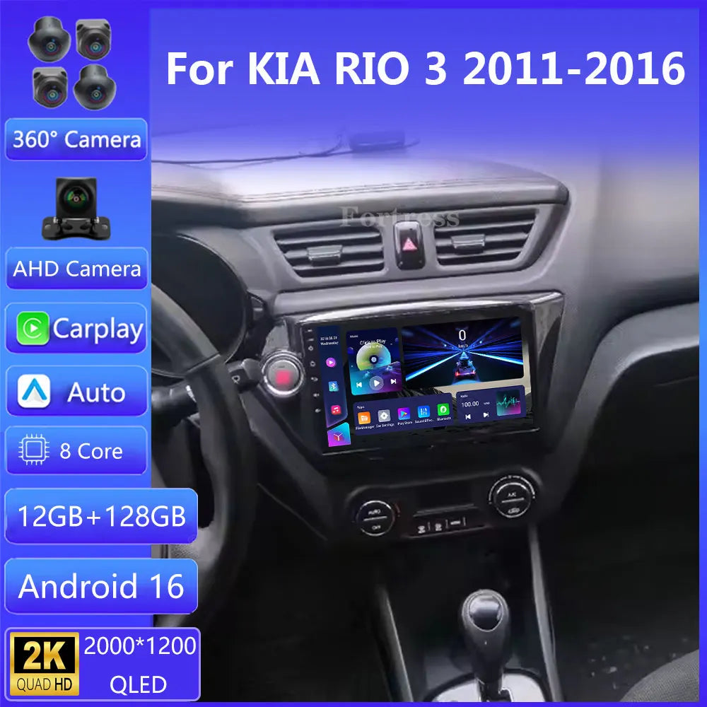 Android 16 4G+WiFi BT Car Radio Multimedia Player GPS Navi for Kia RIO 3 4 20112012 2013 2