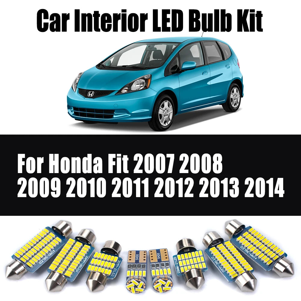 9-Piece LED Interior Light Kit for Honda Fit 2007- 2010 - Canbus Dome Map Door Trunk Bulbs | AUTOKITSHOP