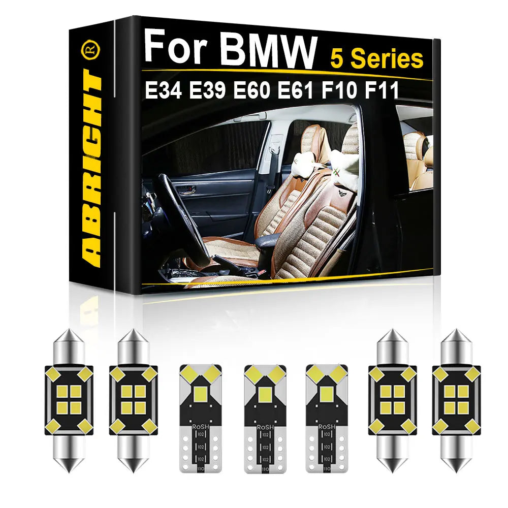 LED Interior Light Kit for BMW 5 Series E34 E39 E69 E61 F19 F11 Sedan Wagon Front Rear Dome Map Light CANBUS - Canbus...