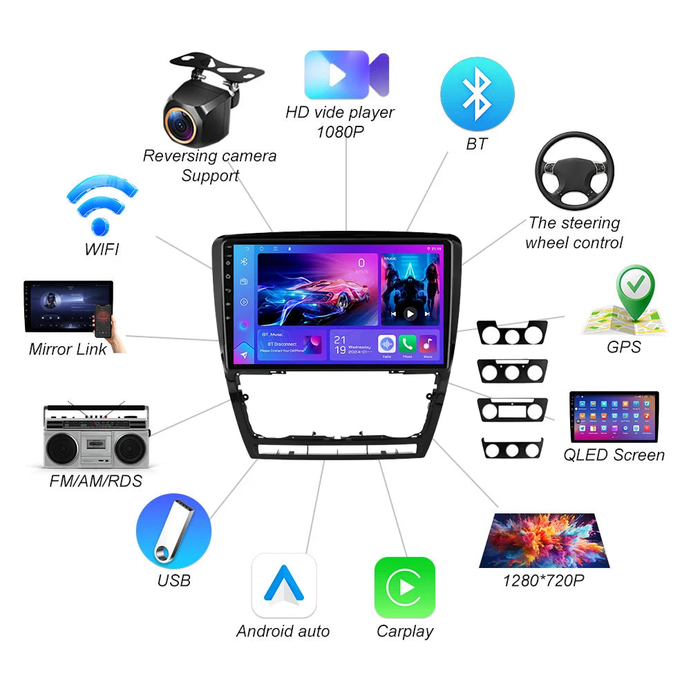 Android 16 For Skoda Octavia 2 A5 2004-2013 Multimedia Car Stereo Radio No 2din Dvd 5g Aut | AUTOKITSHOP