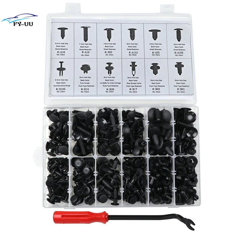 Retainers Assortment Auto Clips Push Retainers Set in Case fit for Most Ford GM Chrysler T