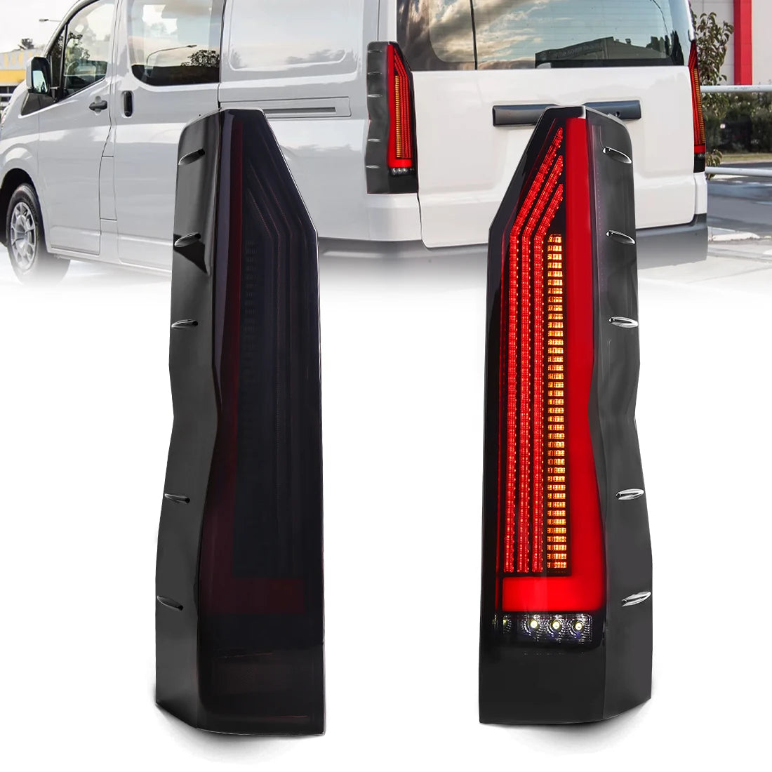 Pair of Tail Lamps For Toyota Hiace 2019 2020 2021 2022 2023 2024 Running Brake Turn Signa | AUTOKITSHOP