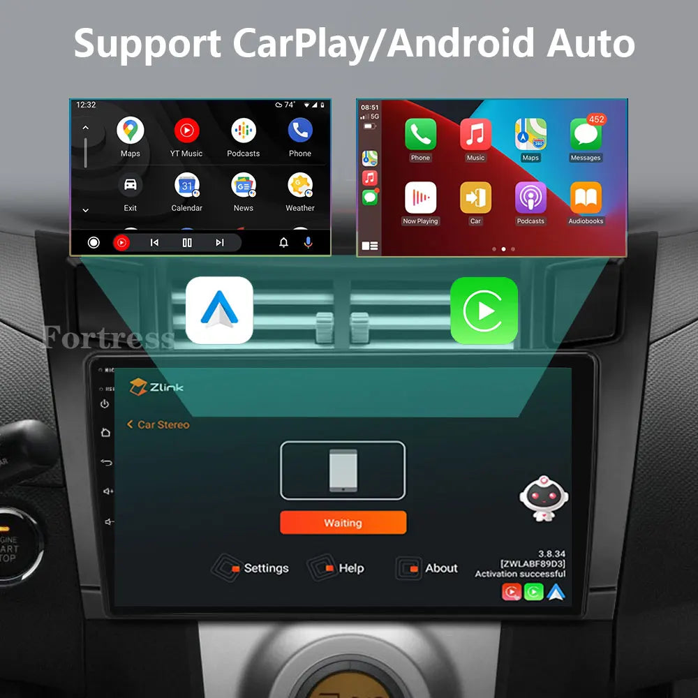Android 16 all in one Car Radio For Toyota Yaris 2005 - 2012 Android Auto Multimedia Playe