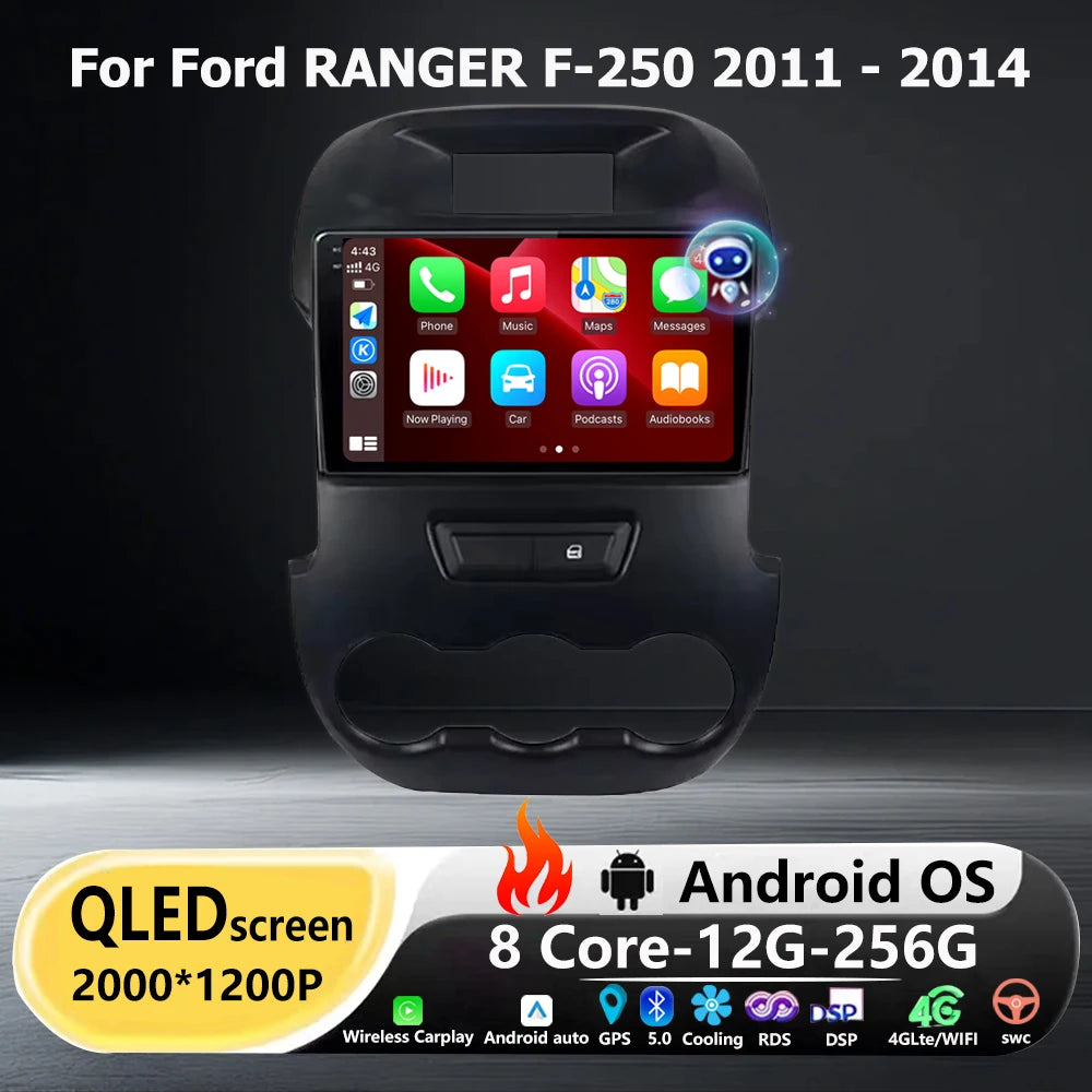 QLED Screen Car Radio Multimedia Player GPS Navigation For Ford RANGER F-250 2011 - 2014 A