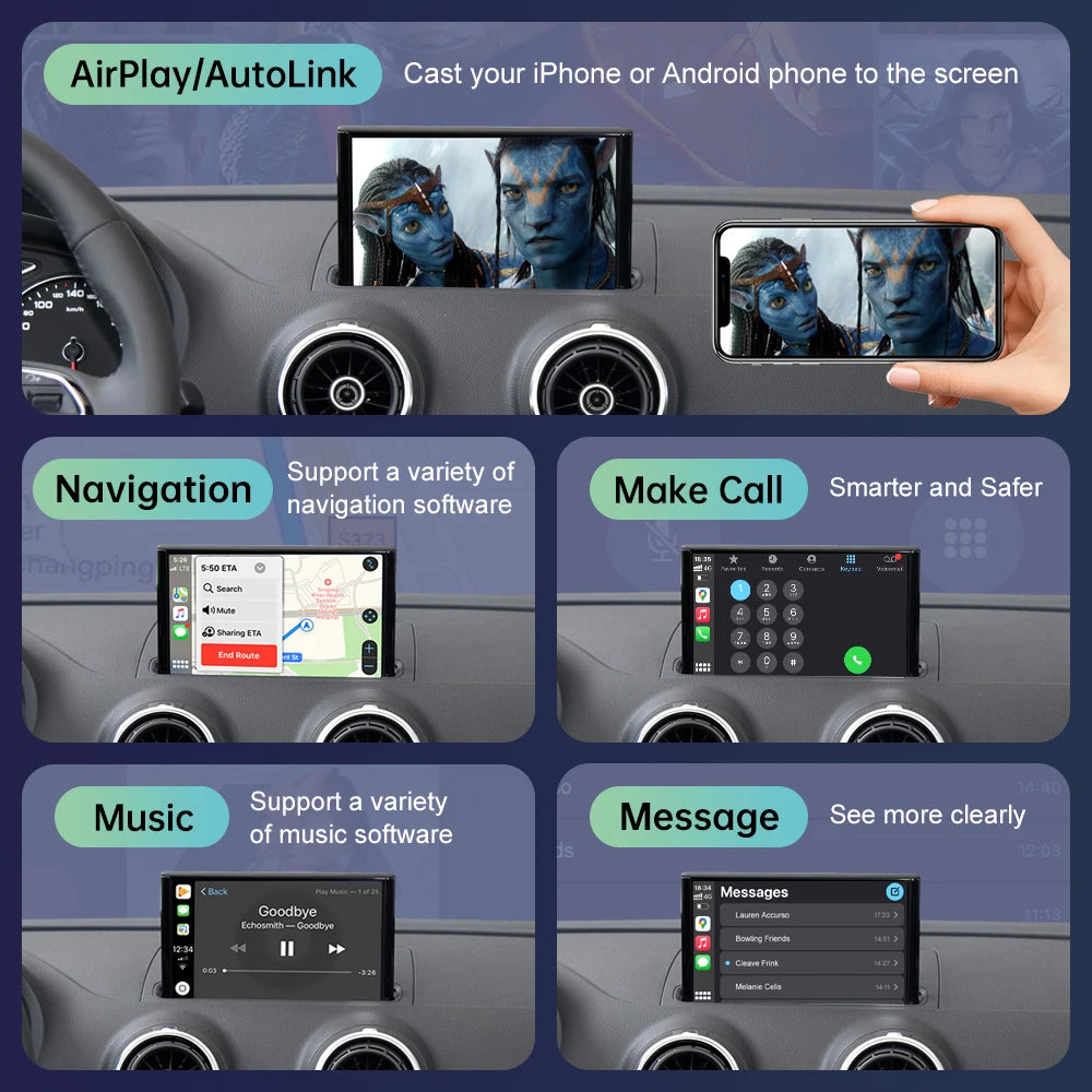 Android Auto Wireless CarPlay for Audi A3 8V Q2 2013-2018 Support AirPlay Mirrorring Camer
