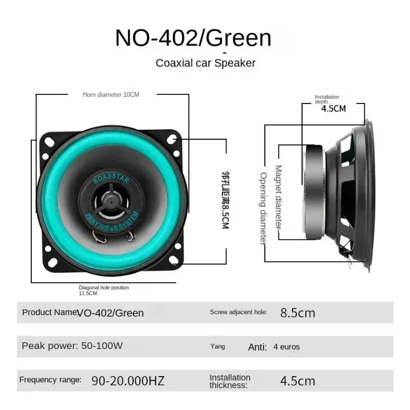 4/5/6.5 Inch Car Speakers Coaxial Subwoofer Universal Automotive Audio HiFi Music Full Range Fre - Automotive LED Light