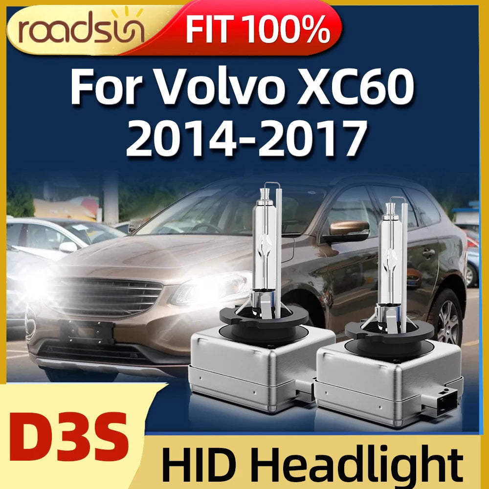 Roadsun Car Headlights D3S Xenon HID Bulbs 12V 35W Auto Bright Fit For Volvo XC60 2014 201