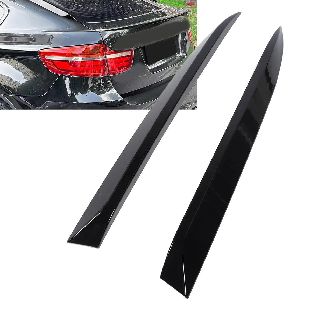 Car Rear Window Side Spoiler Glossy Black Tail Window Side Wing Cover Trim for X for E71 E72 X6 2008-2014 - Automotive L