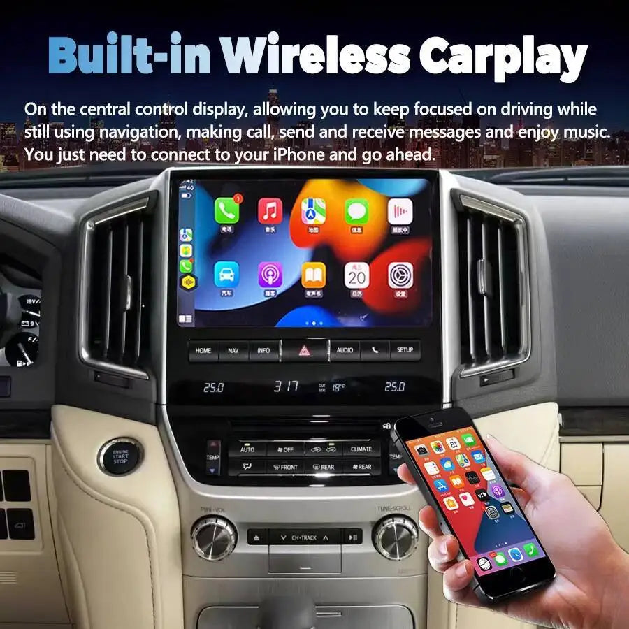 GPS Android 13 Navirider Radio Stereo Car Wireless Carplay For TOYOTA Land Cruiser 2008-20