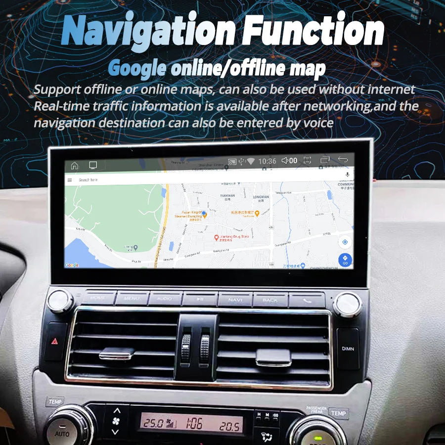 12.3inch Android 14 Touch Screen For Toyota Land Cruiser Prado 150 LC150 2014-2017 Car Rad