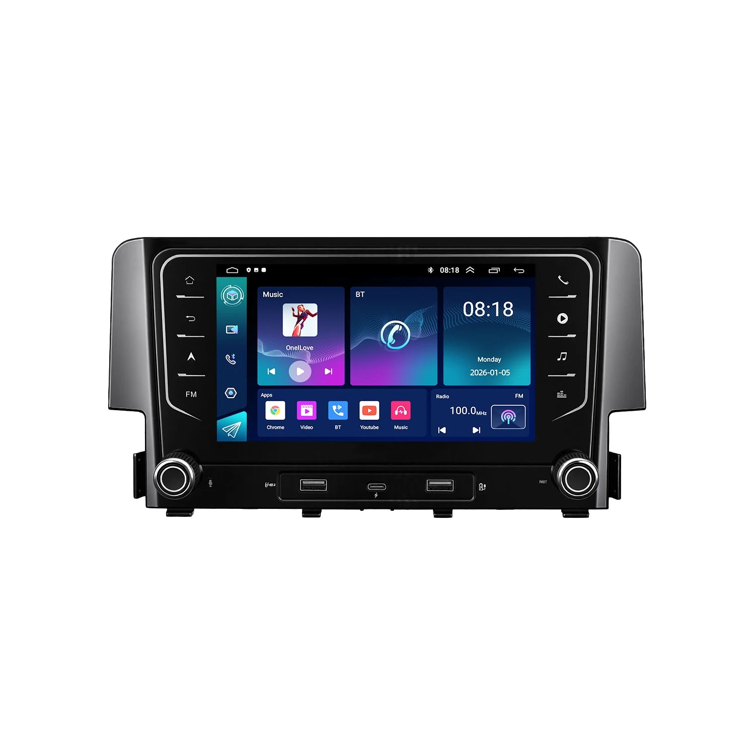 7" Android Car Radio Type-C Wireless CarPlay Android Auto GPS Navigation Bluetooth Steering Control for Honda Civic 2016