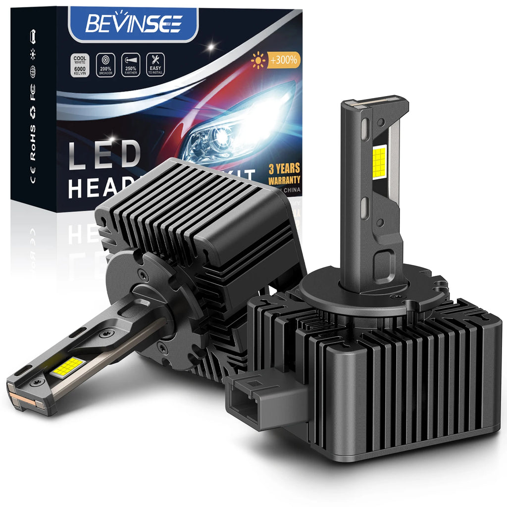 BEVINSEE 80W 8000LM Super Bright LED Car Lights CANBUS D1S D1R D3S D3R D2S D5S Replace HID