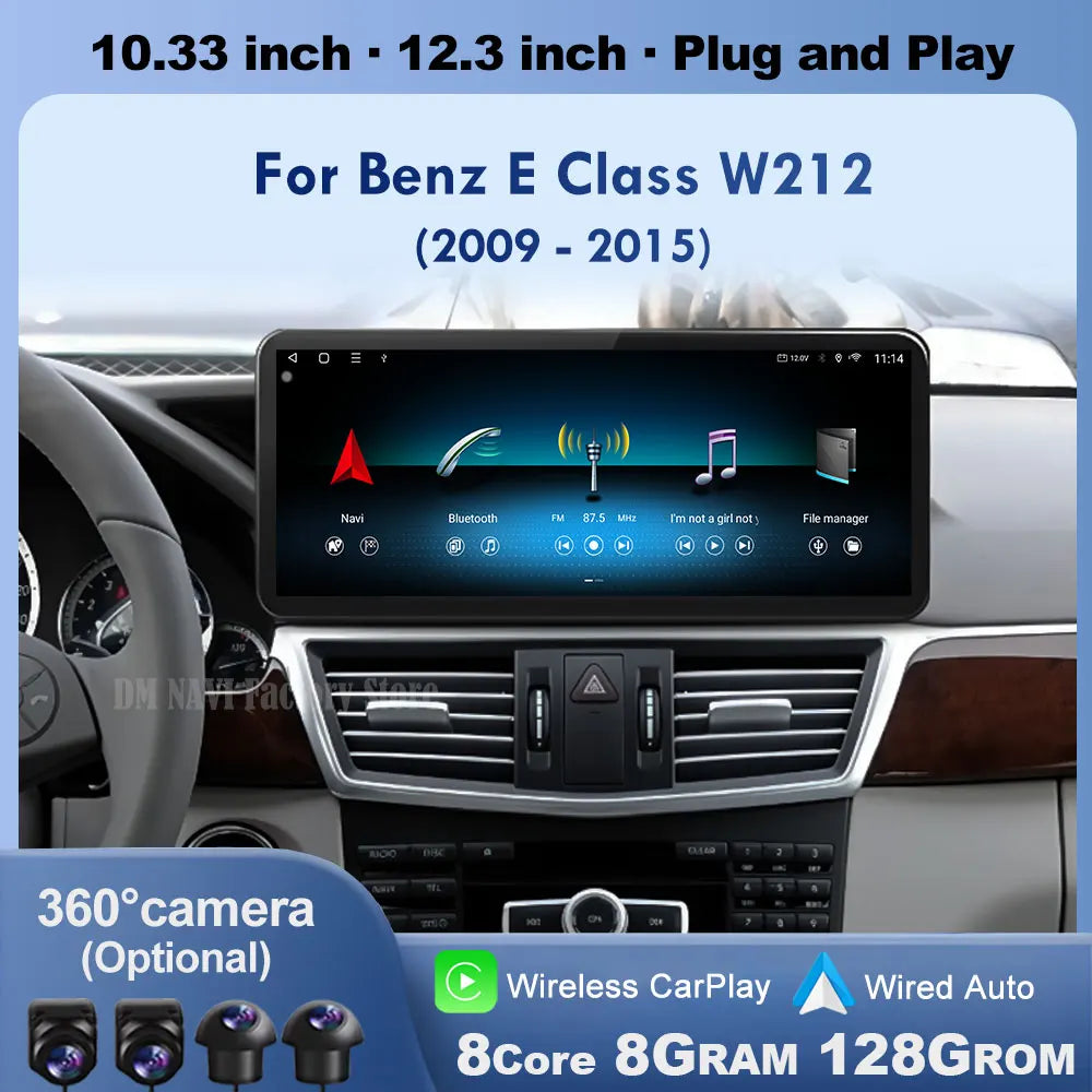 Wireless Carplay Android 14 for Mercedes Benz E Class W212 2009 - 2015 Car Radio Player Vi