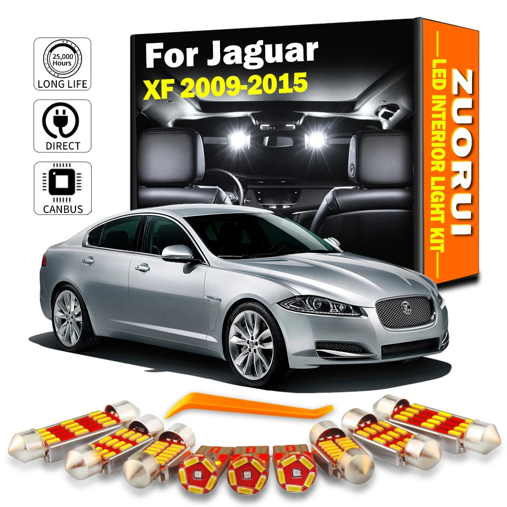 13-Piece LED Interior Light Kit for Jaguar XF 2009-2012 - Canbus Dome Map Door Trunk Bulbs | AUTOKITSHOP