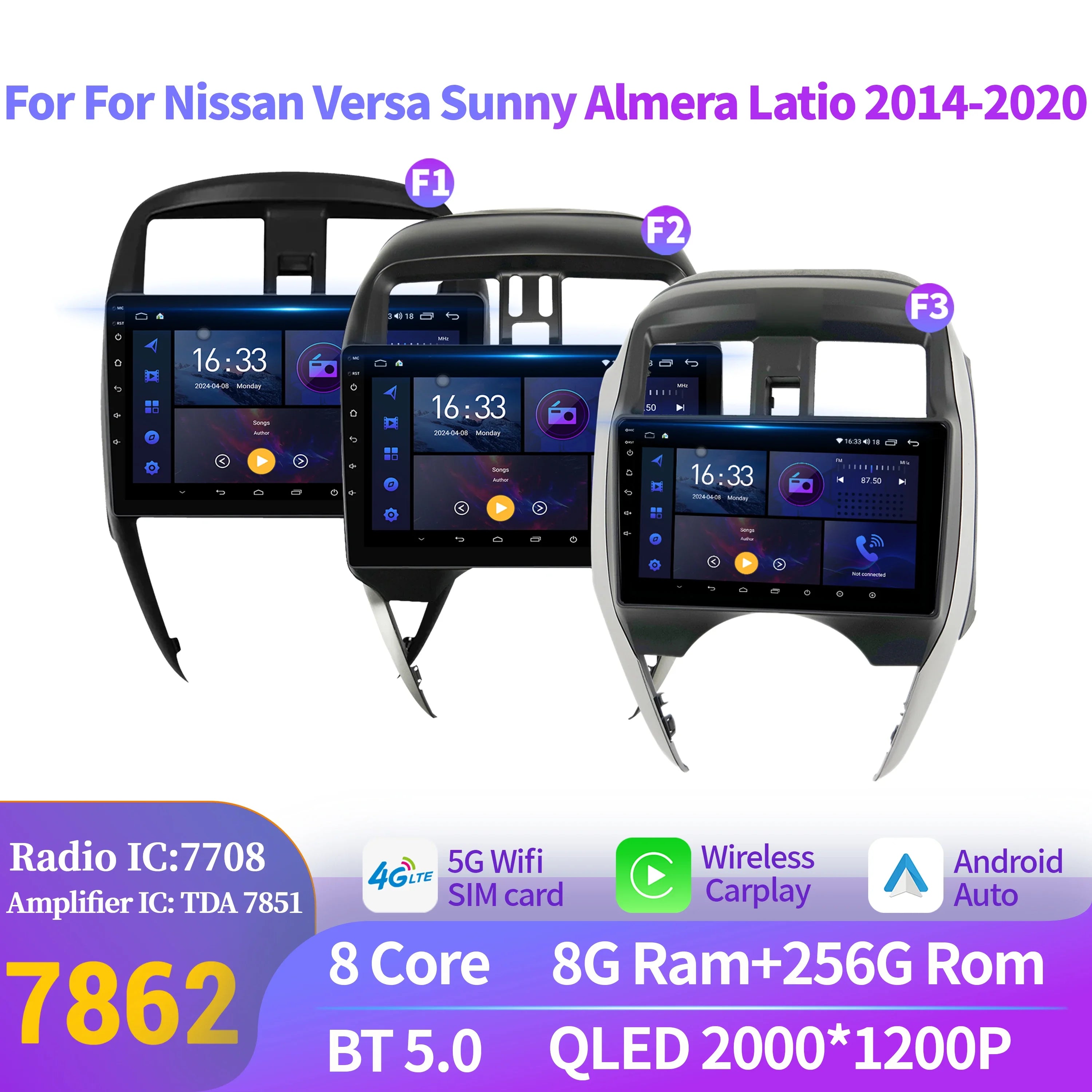 Android 14 For Nissan Versa Sunny Almera Latio 2014-2020 Car Radio Multimedia Navigation B