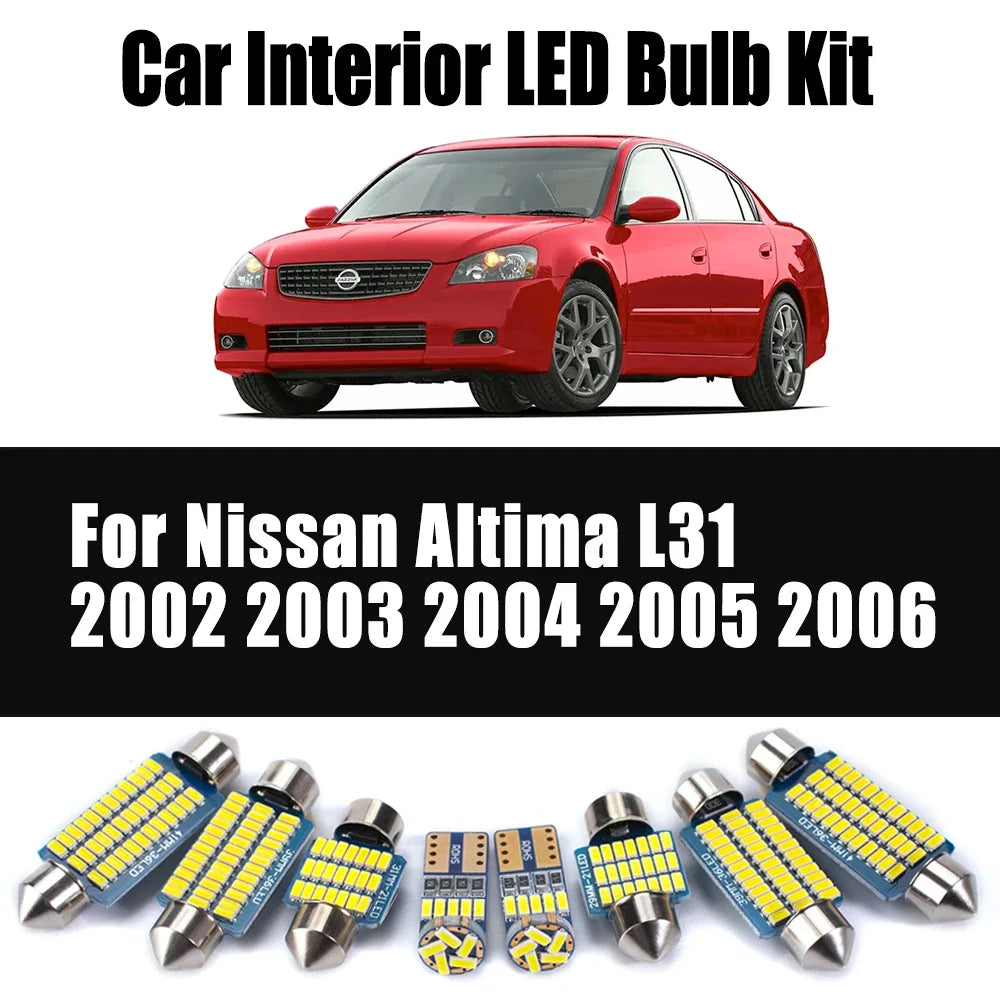16-Piece LED Interior Light Kit for Nissan Altima L31 2002- 2004 - Canbus Dome Map Door Trunk Bulbs | AUTOKITSHOP