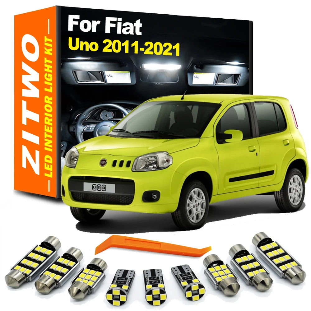 ZITWO 6Pcs Car LED Bulb Interior Dome Map Reading Light Kit For Fiat Uno 2011- 2015 2016 2017 2018 2019 2020 2021 Accessories