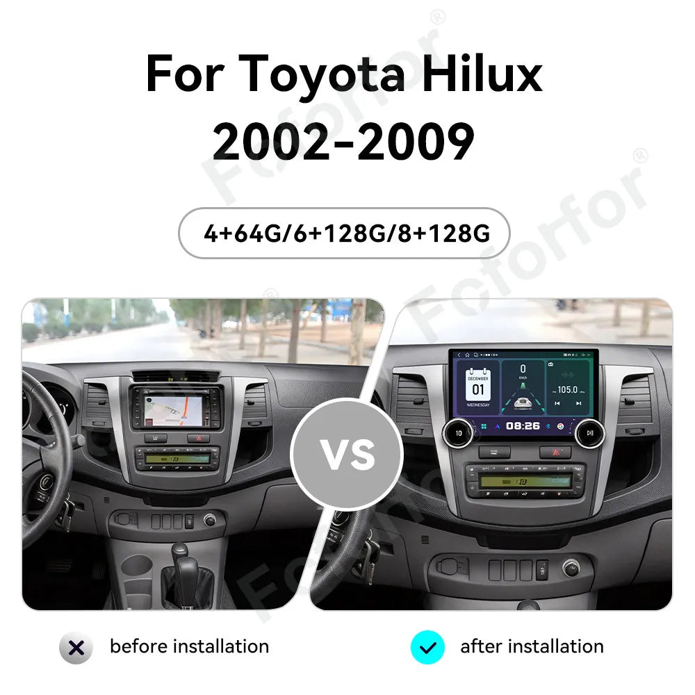 Sensitive Touch Screen Car Radio For Toyota Hilux 2002-2009 Android 15 11.5 Inch DSP Wirel