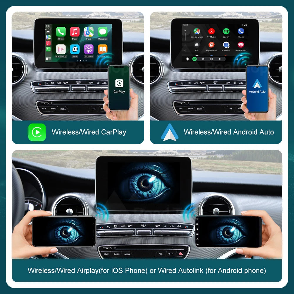RoadTop Wireless CarPlay for Mercedes Benz V-Class W447 2014-2018 Vito Viano, with Android