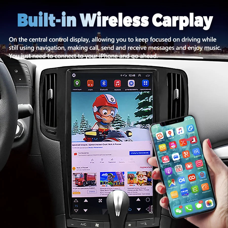 For Infiniti G25 G35 G37 2010 2011 2012 2013 GPS Carplay Android Vertical Screen 13.6inch  | AUTOKITSHOP