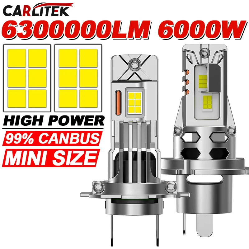H7 H4 Led Headlight Bulb 6000W Ultra Powerful 6300000LM Super White 6500K 12V Canbus H7 Ca
