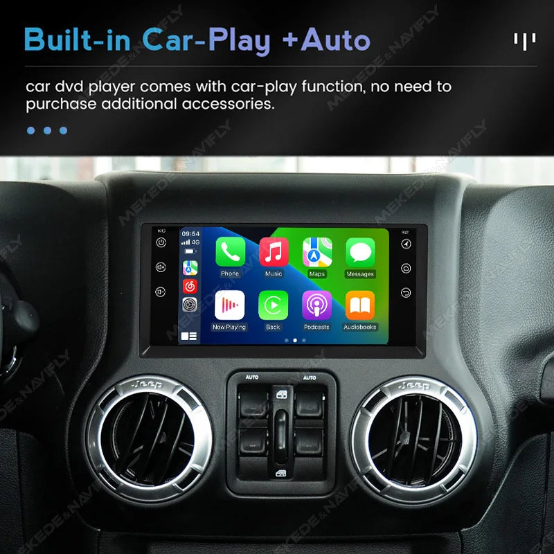 Android 15 7'' Car Radio CarPlay Auto Multimedia GPS RDS For Jeep Wrangler Cherokee Grand
