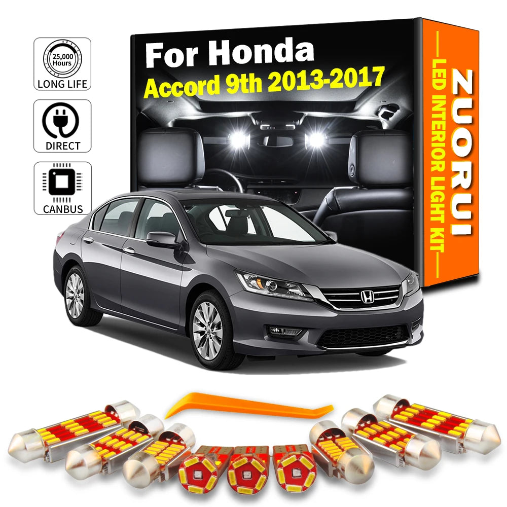 15-Piece LED Interior Light Kit for Honda Accord 9 MK9 9th Gen - Canbus Error-Free Bulbs | AUTOKITSHOP
