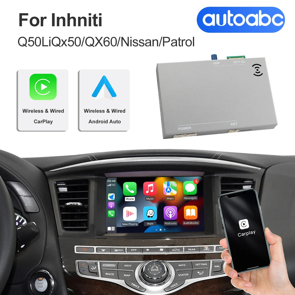 2025 Wireless Carplay Android Auto For Infiniti Q50L QX50 QX60 2015-2021 Car Multimedia Su | AUTOKITSHOP