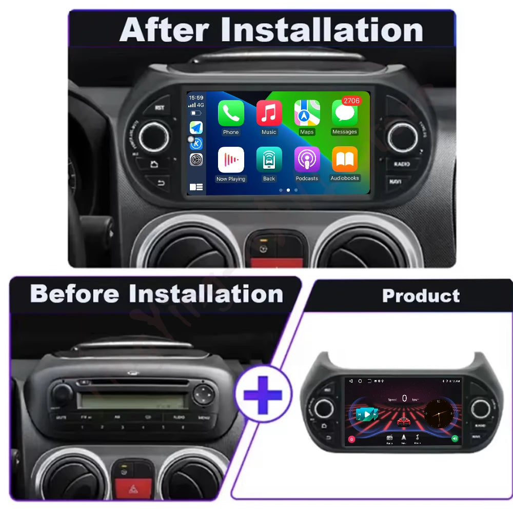 Android 16 Auto Car Radio Multimedia Video Player CarPlay For Fiat Fiorino Qubo Citroen Ne