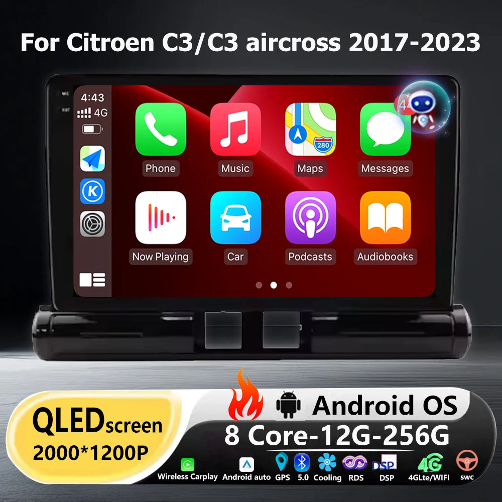 Car Radio Multimedia Video Player GPS Navigation Stereo For Citroen C3/C3 aircross 2017-20