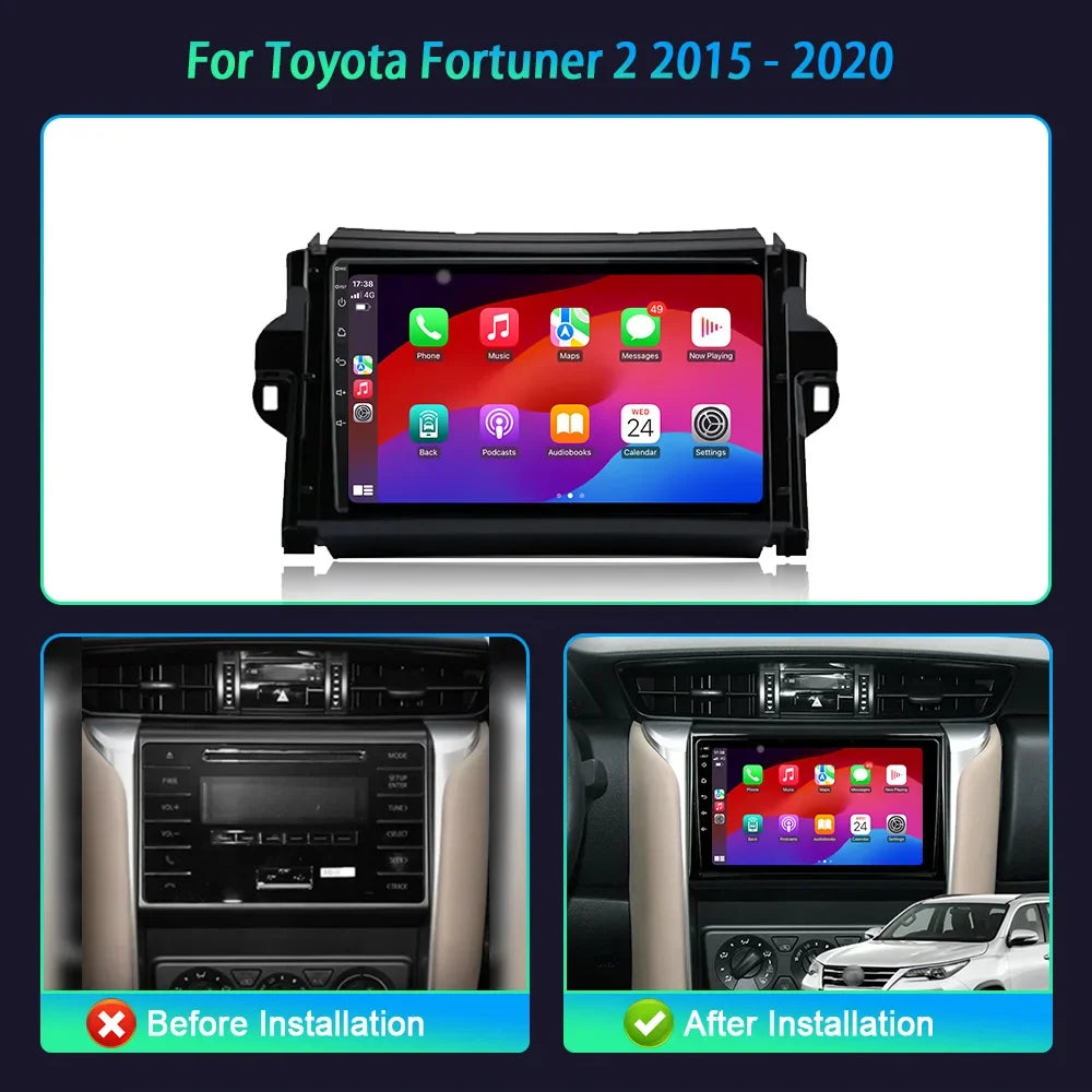 9 inch Car Radio For Toyota Fortuner 2 2015-2020 BT Carplay Android 16 Multimedia Navigati
