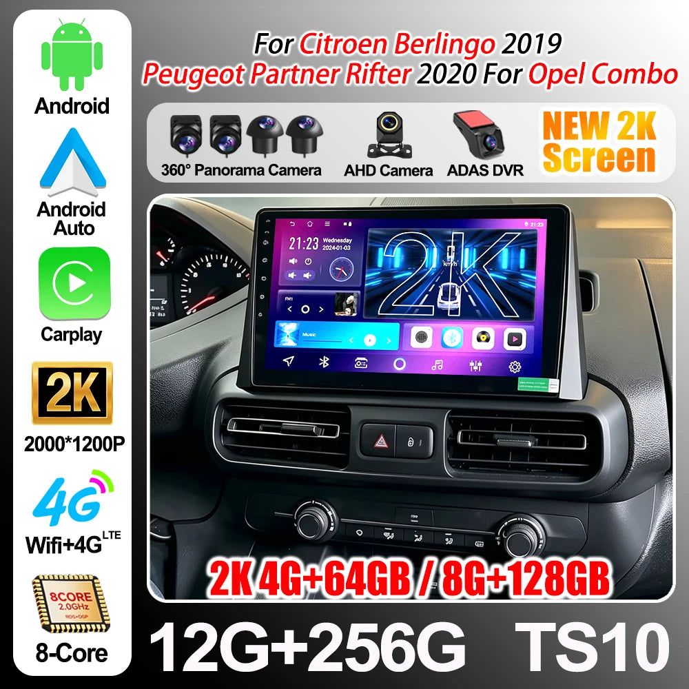 Android 16 Carplay Car Radio Stereo Multimedia Video Player For Citroen Berlingo 2019 Peug | AUTOKITSHOP