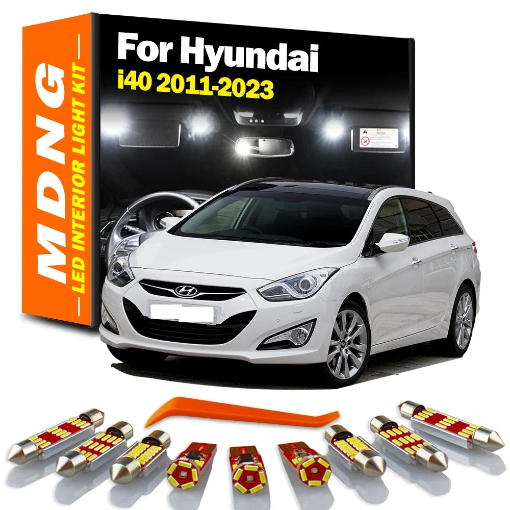 19-Piece LED Interior Light Kit for Hyundai i40 Sedan Wagon CW 2011-2016 - Canbus Dome Map Door Trunk Bulbs | AUTOKIT...