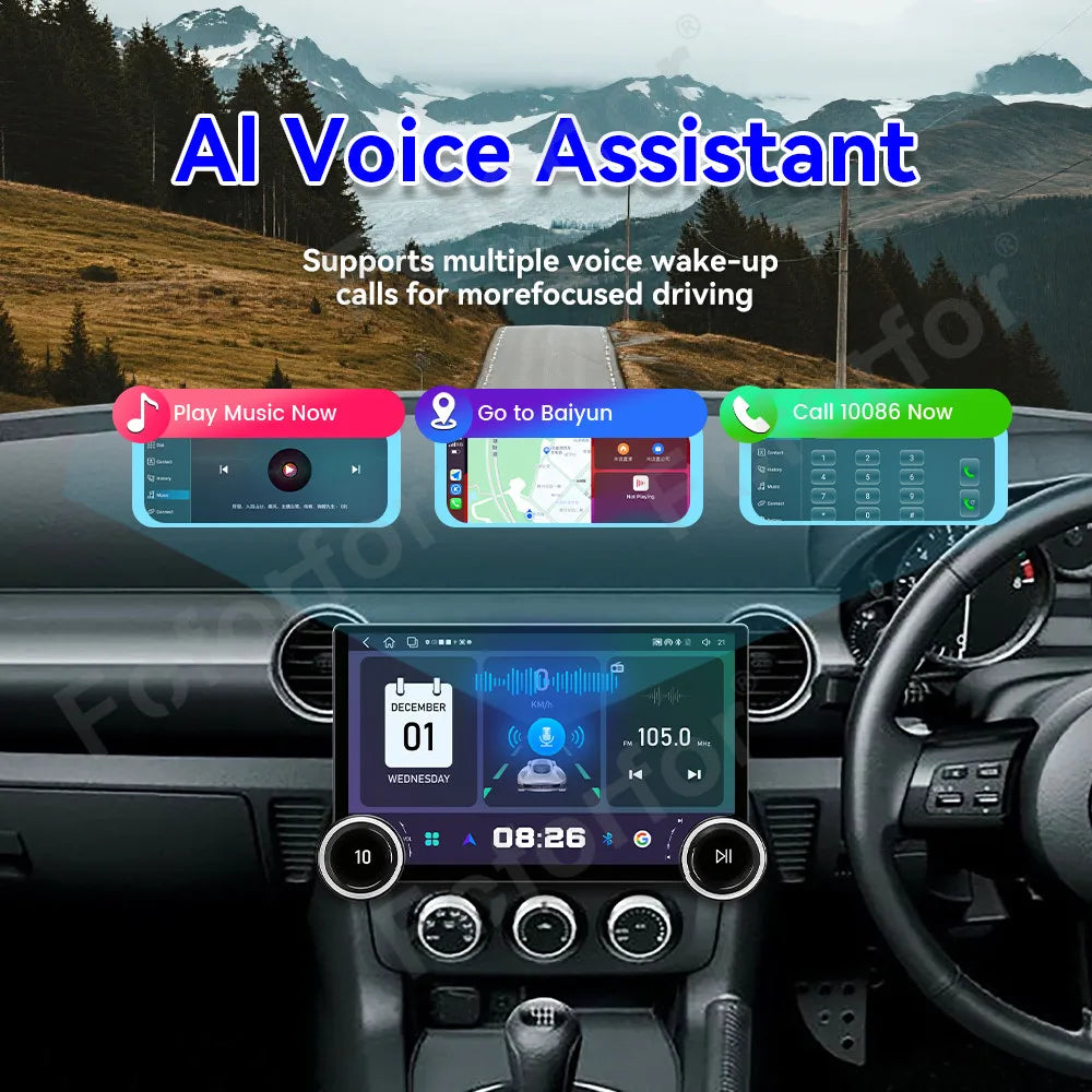 Upgrade 11.5 Inch Android 15 Ultra Clear HD Touch Screen Wireless CarPlay GPS Multimedia P