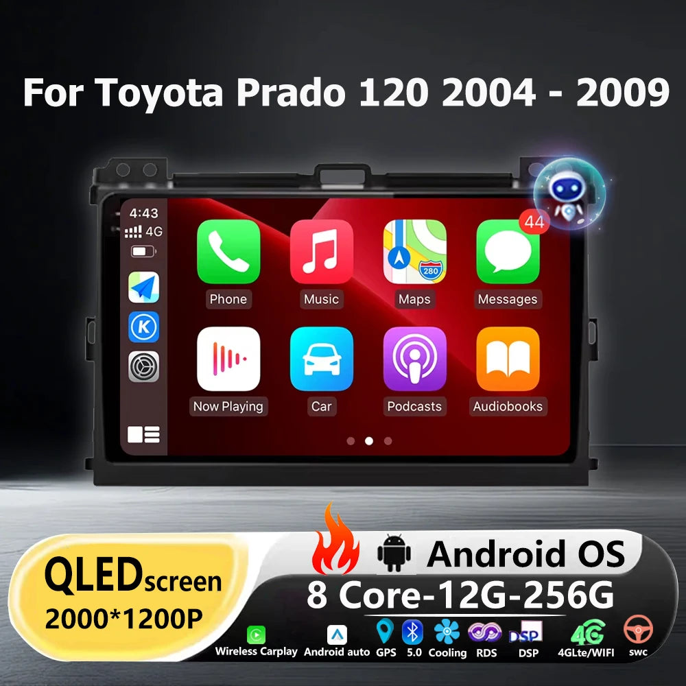 9'' Android 16 Auto For Toyota Prado 120 2004 - 2009 Car Radio Multimedia Video Player GPS