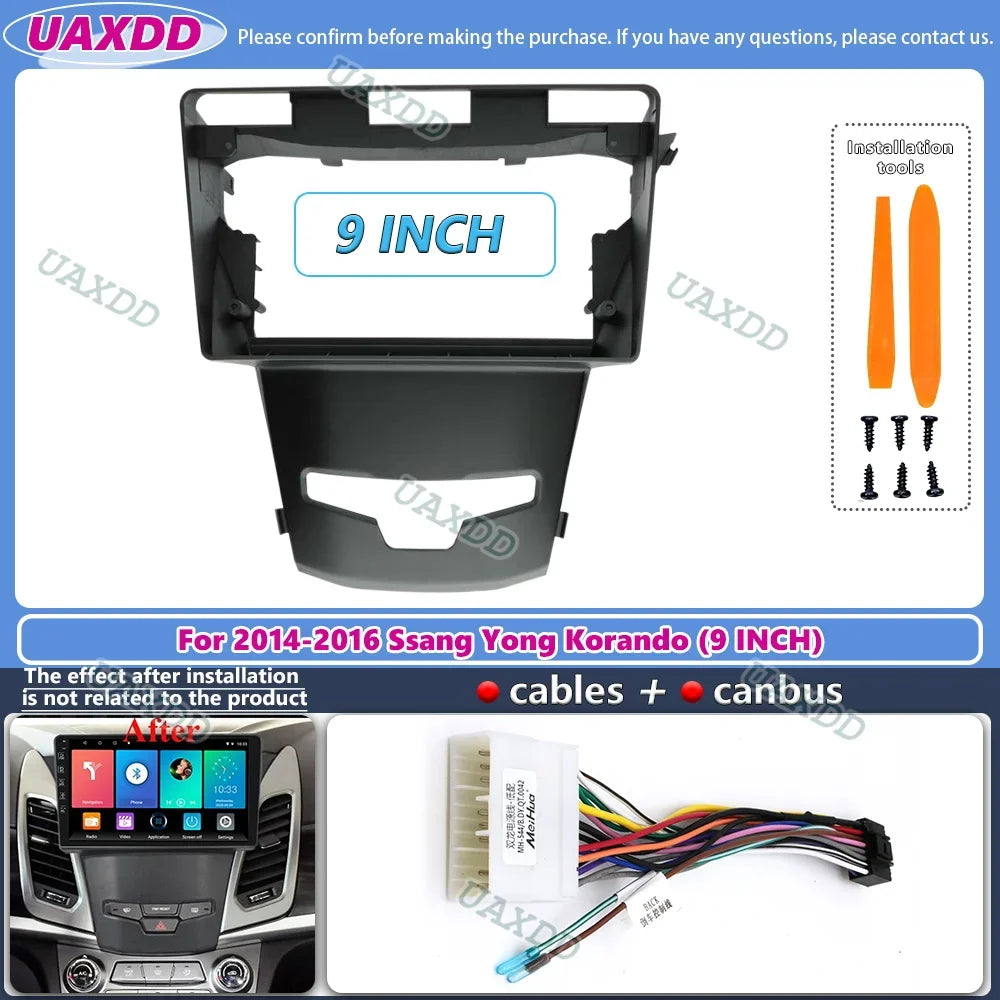 9 Inch Car Frame Adapter CD Kits Fascia Panel For Ssang yong Korando 2014-2016 Android Rad