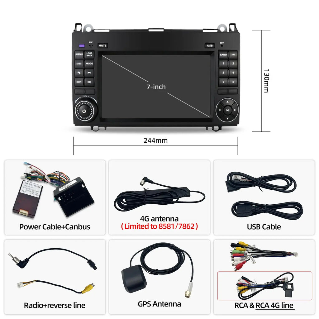 For Mercedes Benz B200 B250 B170 A180 A160 (2004-2012) Multimedia Audio Car Player with Na