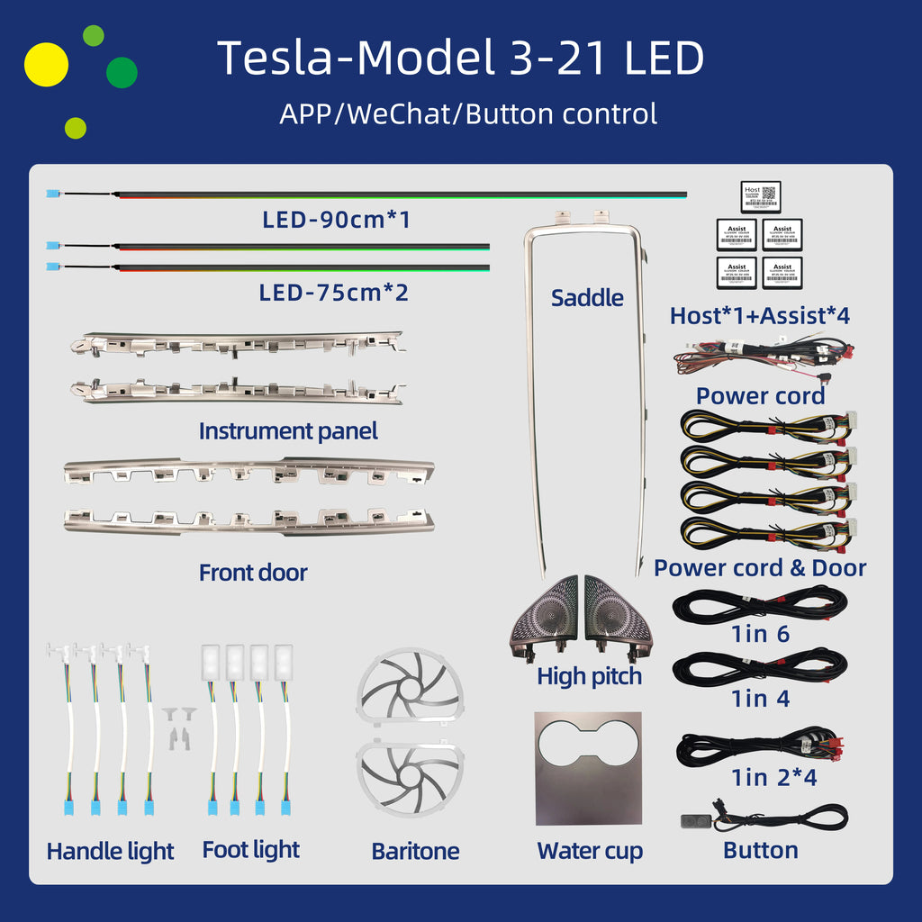 512 Color Tweeter Speaker for Tesla Model 3 - RGB LED Ambient Speaker Car Interior Light