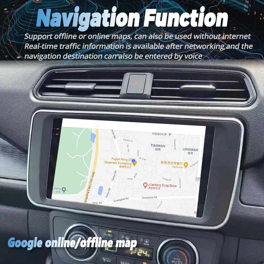 For Nissan Leaf 2018-2024 Android 14 Qled Screen Video Player Charging Mobile holder GPS M | AUTOKITSHOP