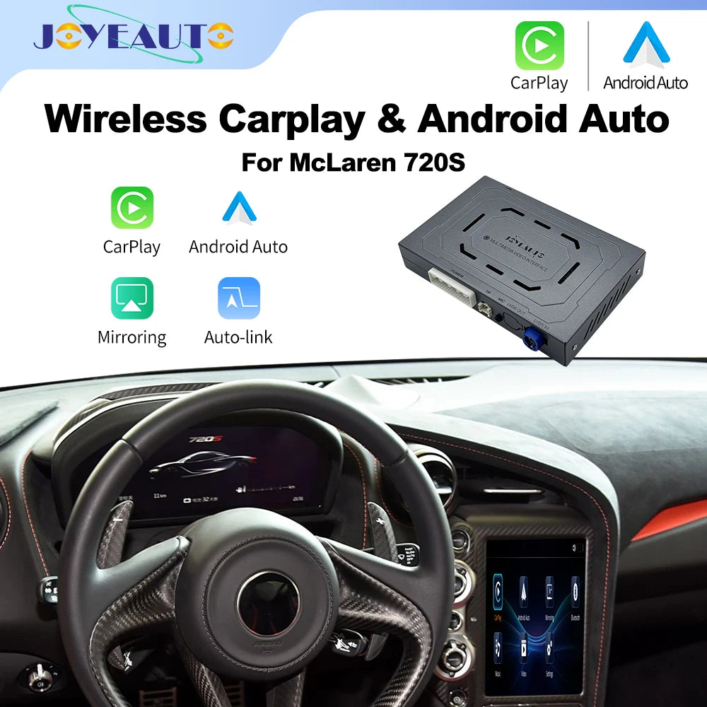 Wireless CarPlay Android Auto Retrofit Interface for McLaren 720S/765LT - Mirror-Link USB Flash Play Support OEM Mic Cam