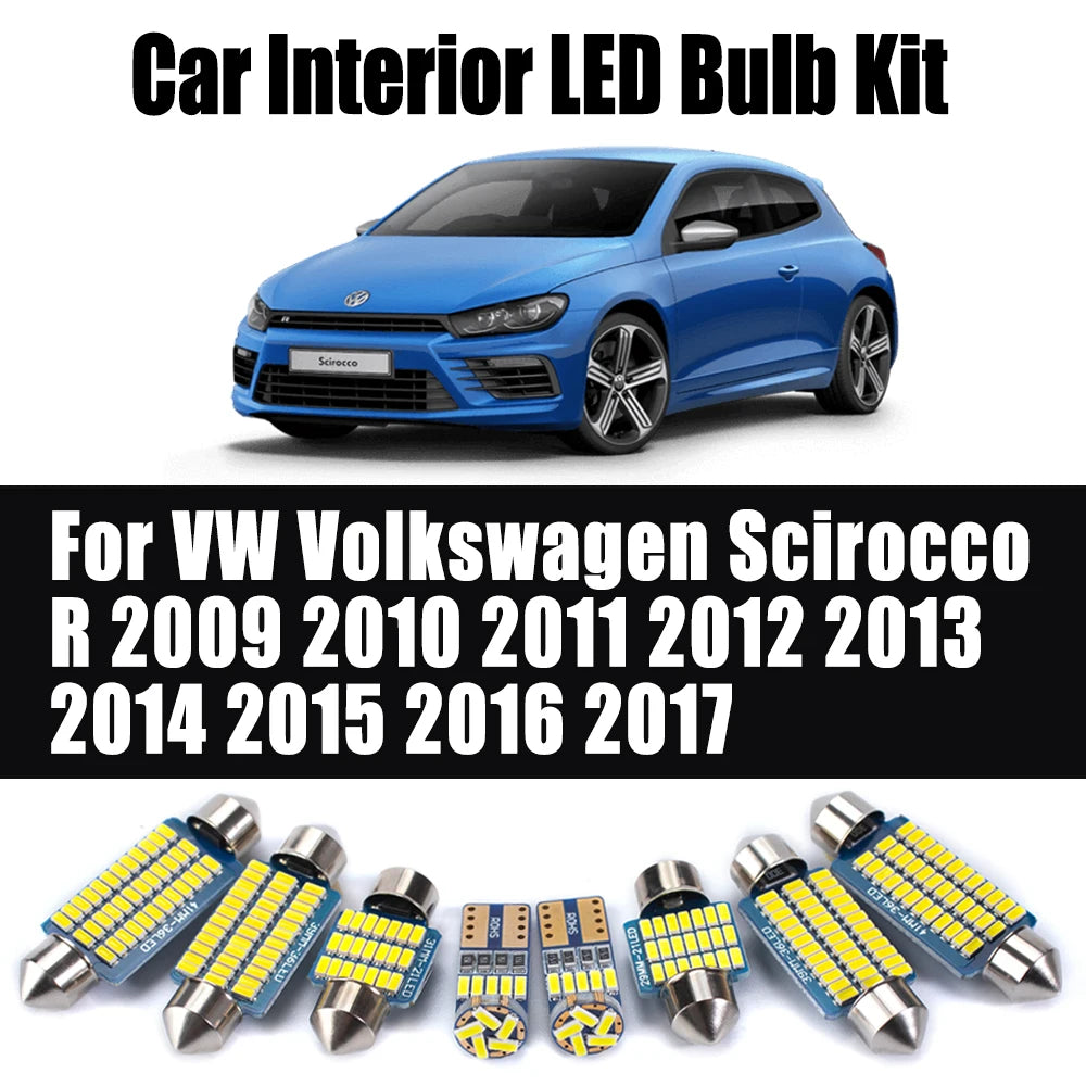 11-Piece LED Interior Light Kit for VW Volkswagen Scirocco R 2009- 2014 - Canbus Dome Map Door Trunk Bulbs | AUTOKITSHOP