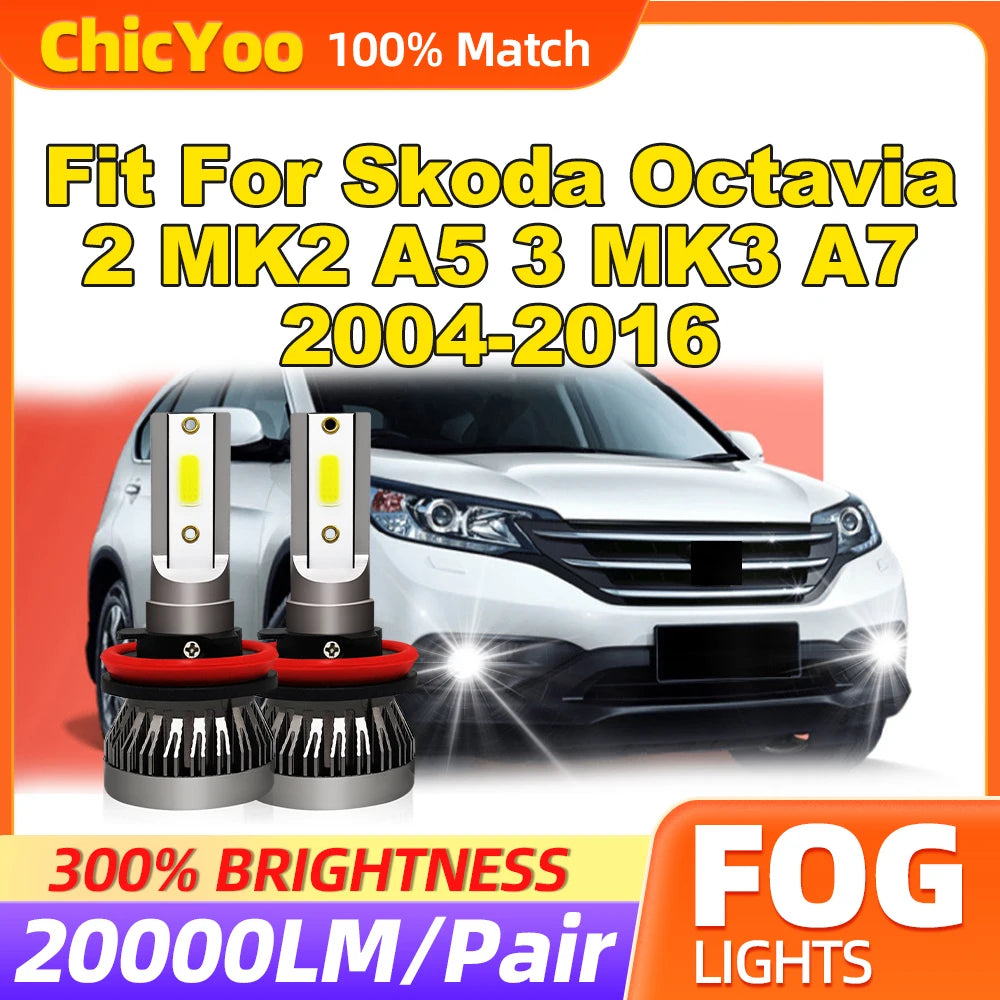 Fit For Skoda Octavia 2 MK2 A5 3 MK3 A7 2004-2014 2015 2016 60W Auto Fog Lights 20000LM Fo