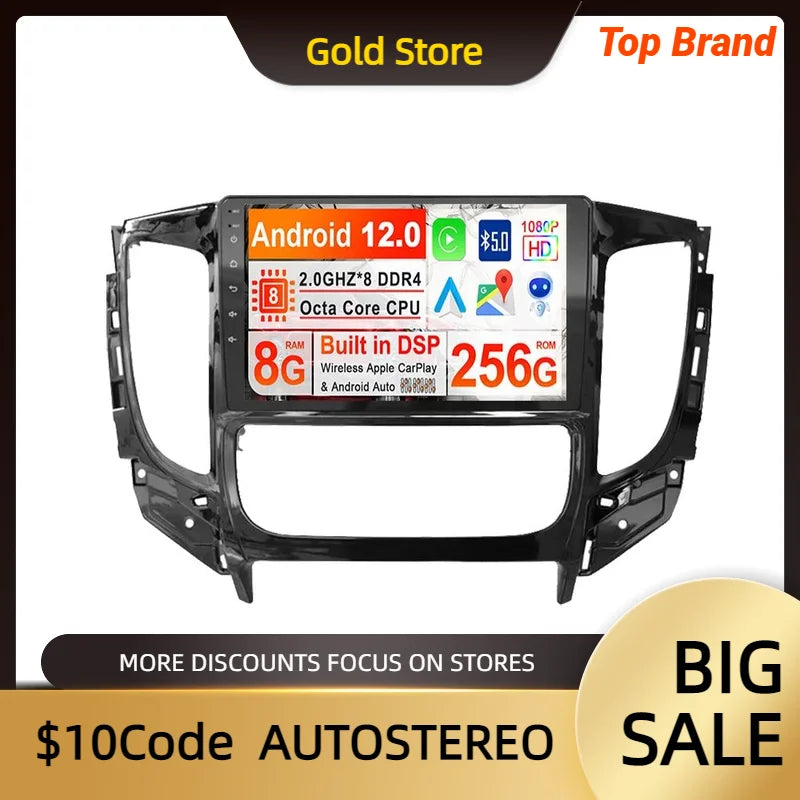Android 13 Car GPS Navigation For Mitsubishi TRITON L200 2016-2019 Auto Radio Stereo Head
