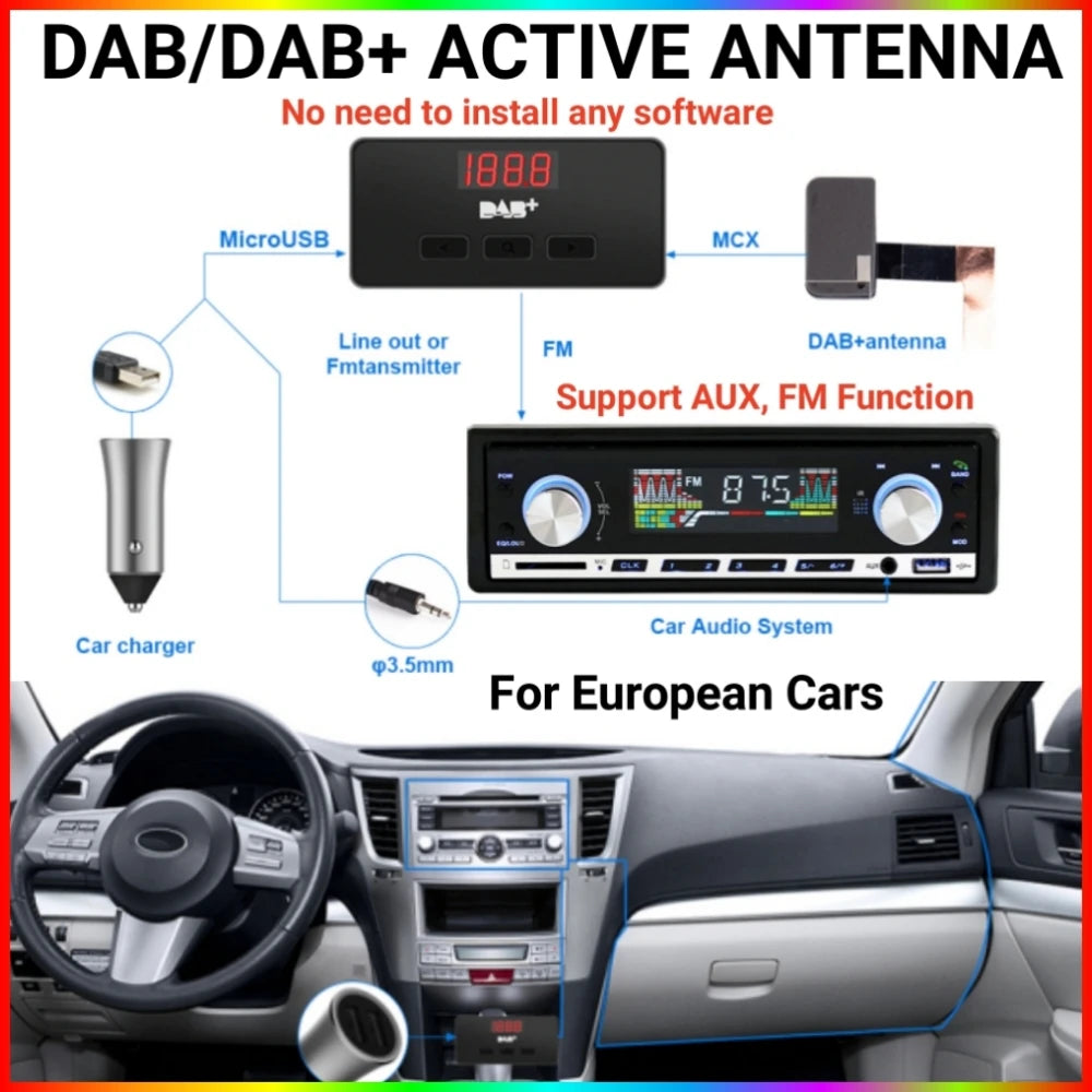 DAB DAB+ Antenna With USB Adapter European Android Car Radio GPS Stereo Receiver Player Fo | AUTOKITSHOP