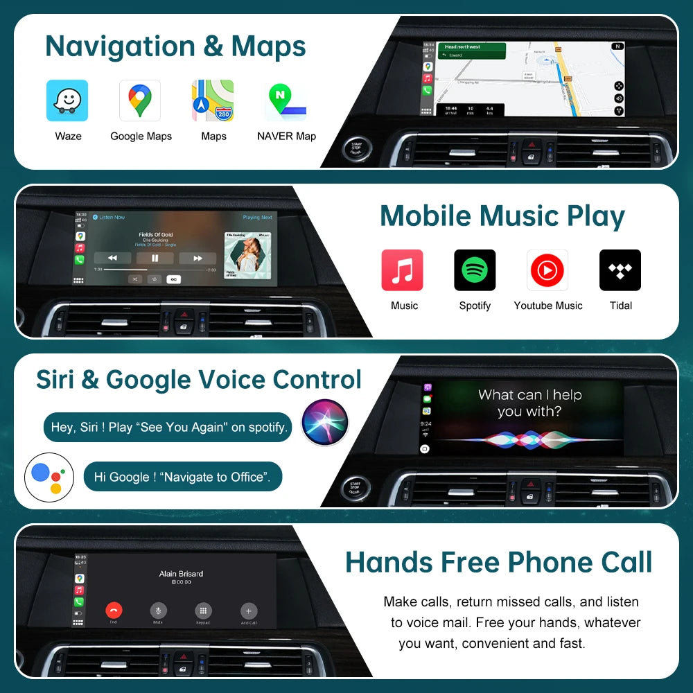 RoadTop Wireless CarPlay for BMW Series 5 7 F10 F11 F07 GT F01 F02 F03 F04 2009-2020 with