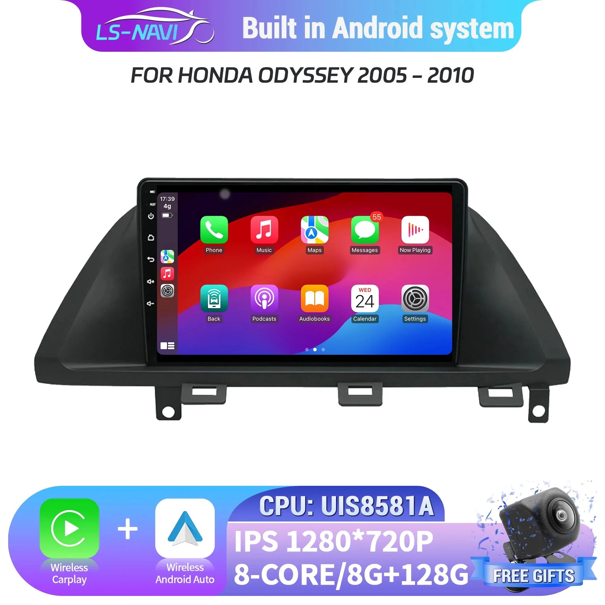 Car Radio For Honda Odyssey 2005-2010 Android 14 4G GPS Navigation Wireless Bluetooth Carp