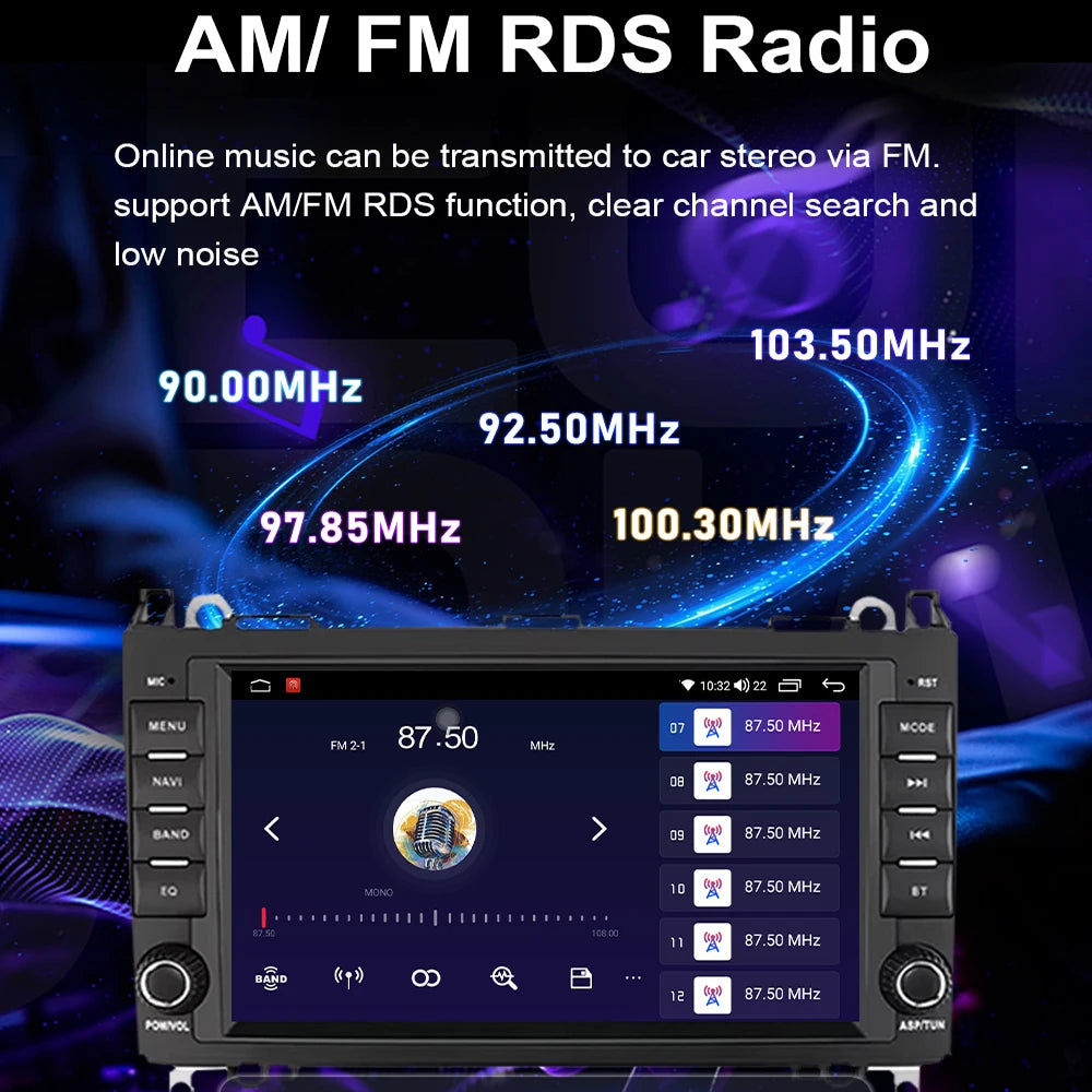 7inch Android 14 Car Radio Stereo Player For Mercedes-Benz A/B/V-Class W906 Sprinter Built