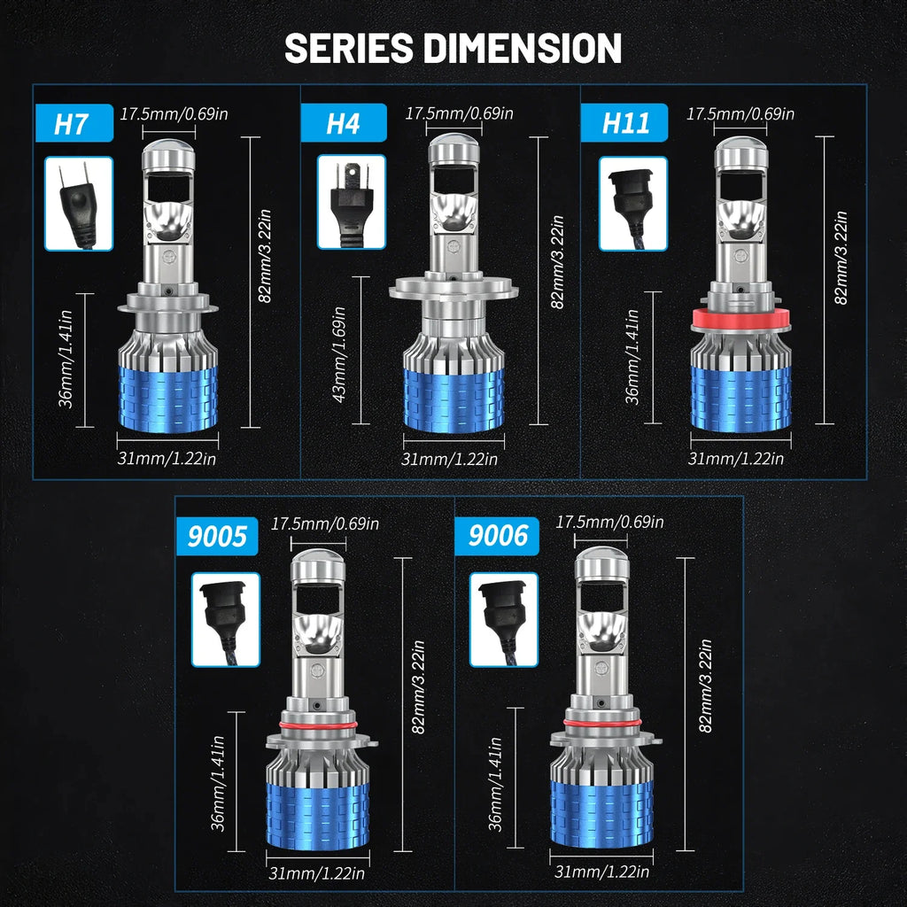 H4 H7 LED Projector Lens H8 H9 H11 9005 9006 HB3 HB4 Car Headlight Bulb Canbus Lamp 6000K