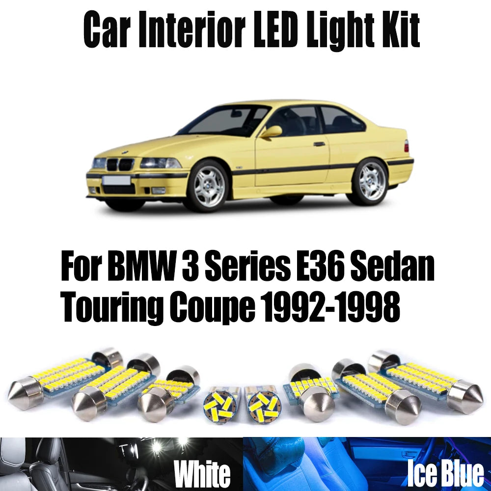 17-Piece LED Interior Light Kit for BMW 3 Series E36 Sedan Touring Coupe 1992-1998 - Canbus Dome Map Door Trunk Bulbs...